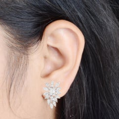 Marquise Cut Natural Diamond Blütenblätter Ohrstecker In 18K Gold Alle Zölle bezahlt
