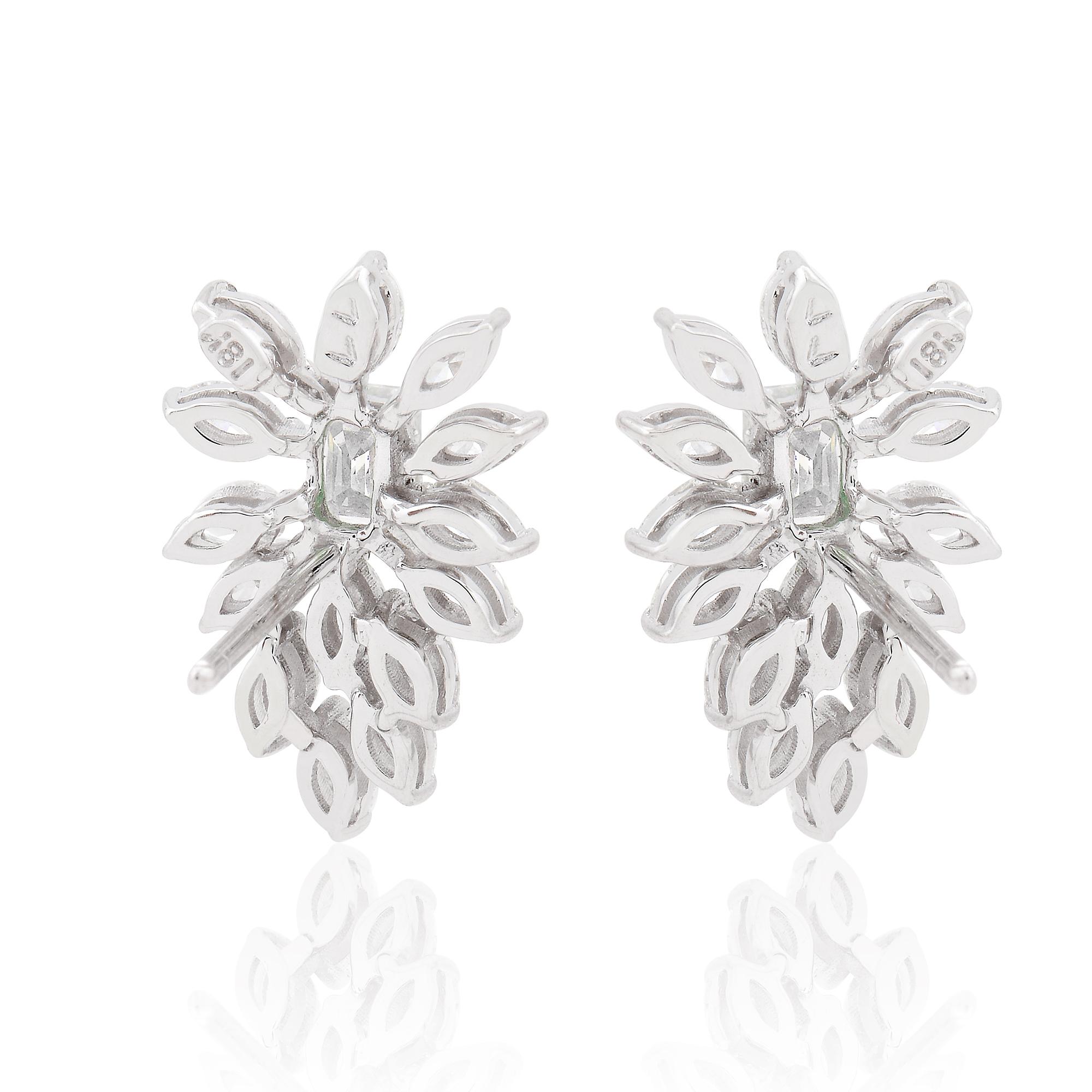 Marquise Cut Natural Diamond Petals Stud Earrings In 18K Gold All Tariffs Paid en vente 1