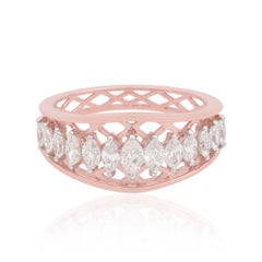 Marquise Cut Natural Diamond Wedding Band Ring für Frauen 18k Solid Rose Gold