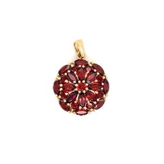 Marquise Cut Natural Garnet Cluster Pendant in 10K Yellow Gold