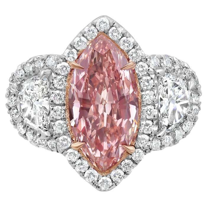 Marquise Cut Pink Diamond Ring For Sale at 1stDibs