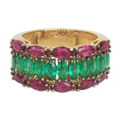 Vintage Rosior Marquise Cut Ruby and Emerald Cocktail Ring set in Yellow Gold Vintage Rosior Marquise Cut Ruby and Emerald Cocktail Ring set in Yellow Gold