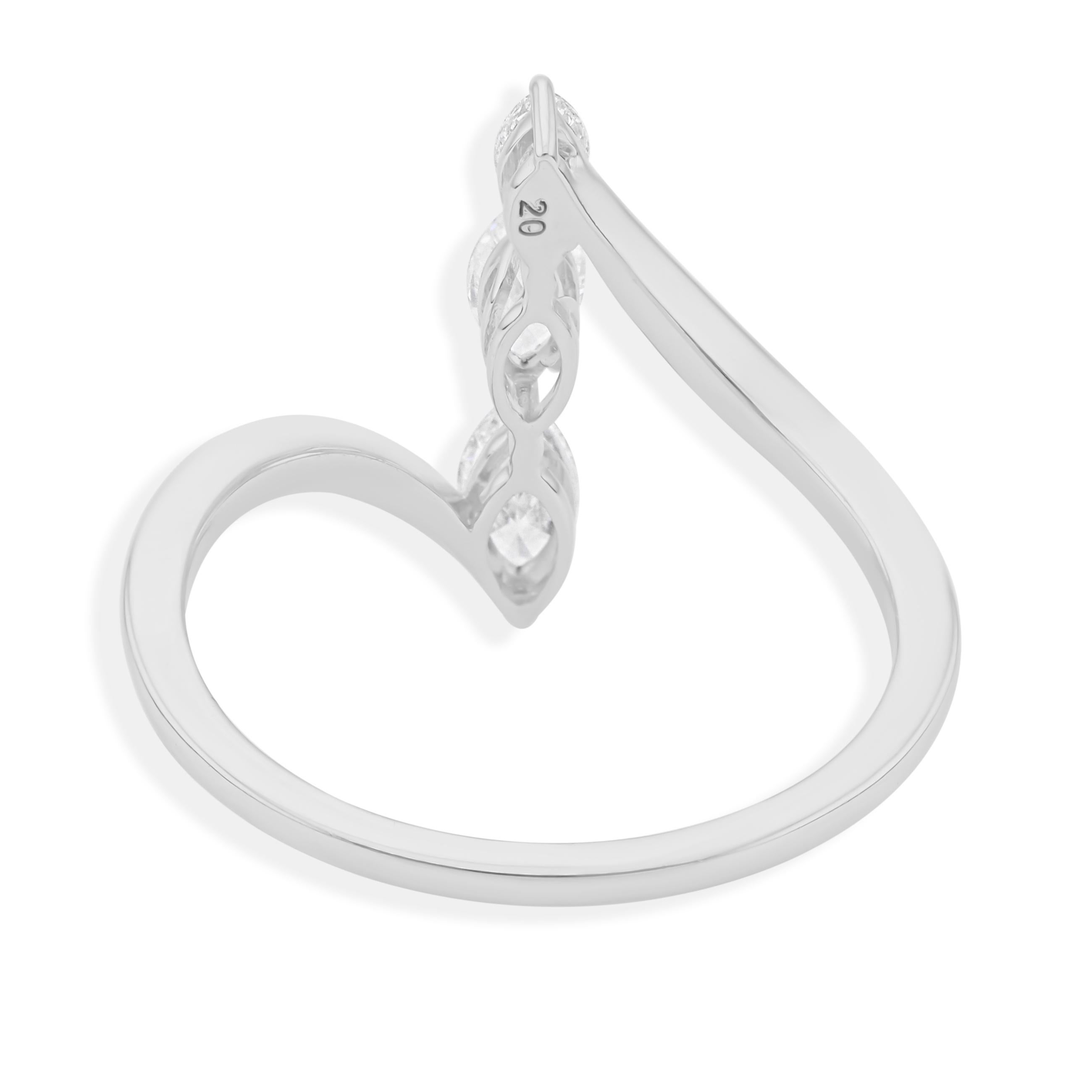 Im Angebot: Marquise Schliff SI Klarheit HI Farbe Diamant Minimalistischer Ring 14k Weißgold () 4