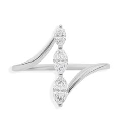 Anillo minimalista de diamantes talla marquesa SI Claridad Color HI Oro blanco 18k