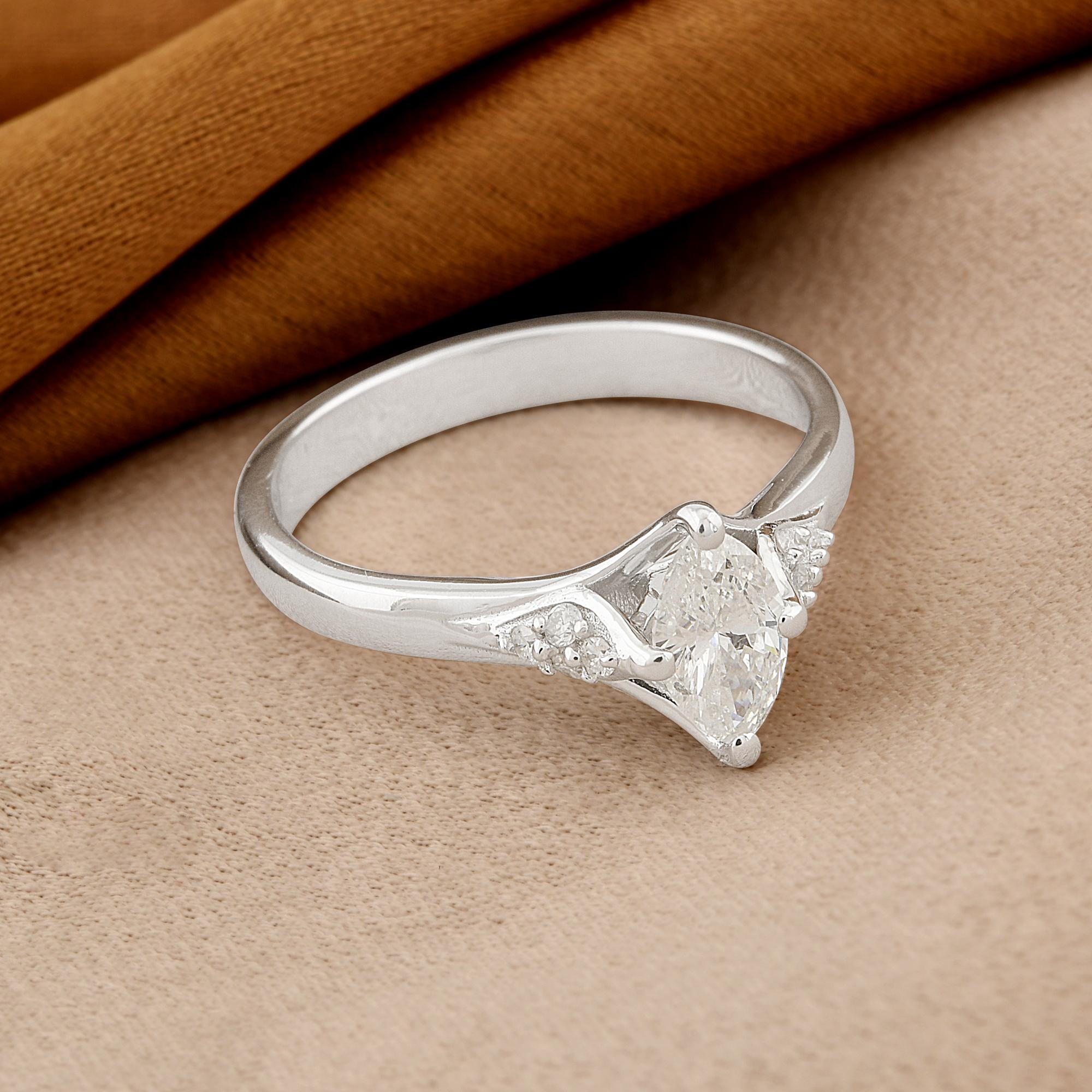 En vente :  Marquise Cut SI/H 0.65Ct Diamond Dainty Anniversary Ring 14k White Gold 3