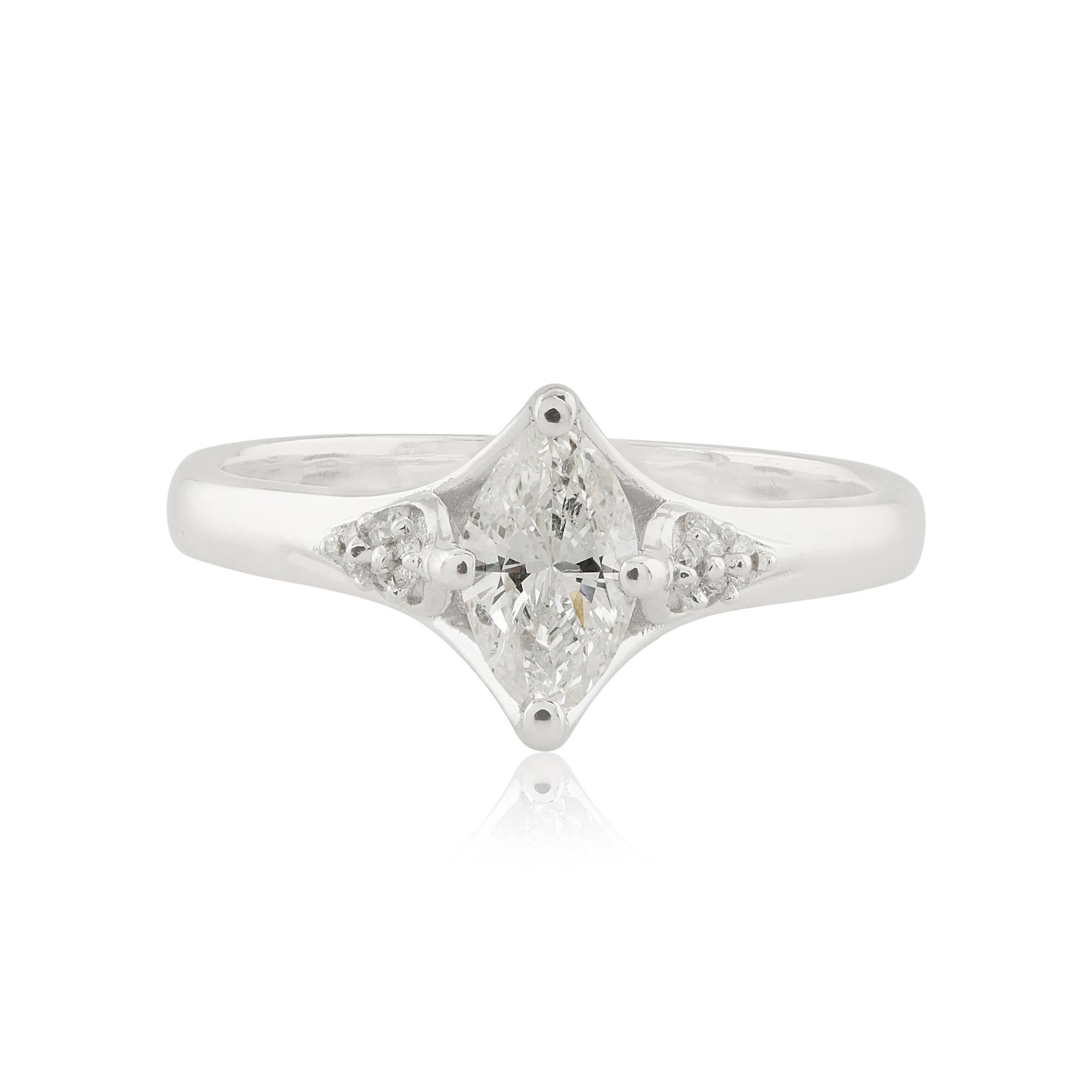 En vente :  Marquise Cut SI/H 0.65Ct Diamond Dainty Anniversary Ring 14k White Gold