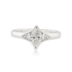 Marquise Cut SI/H 0.65Ct Diamond Dainty Anniversary Ring 14k White Gold