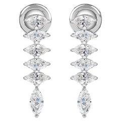 TITLE 1.42 ctw Marquise Diamond Linear Drop Earrings 14K White Gold Bridal Gift