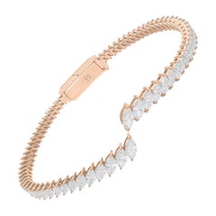 Marquise Cut SI/H 4.87Ct Diamond Open Cuff Bracelet 14k Rose Gold Fine Jewelry Marquise Cut SI/H 4.87Ct Diamond Open Cuff Bracelet 14k Rose Gold Fine Jewelry