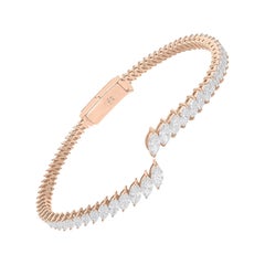 Marquise Cut SI/H 4.87Ct Diamond Open Cuff Bracelet 18k Rose Gold Fine Jewelry