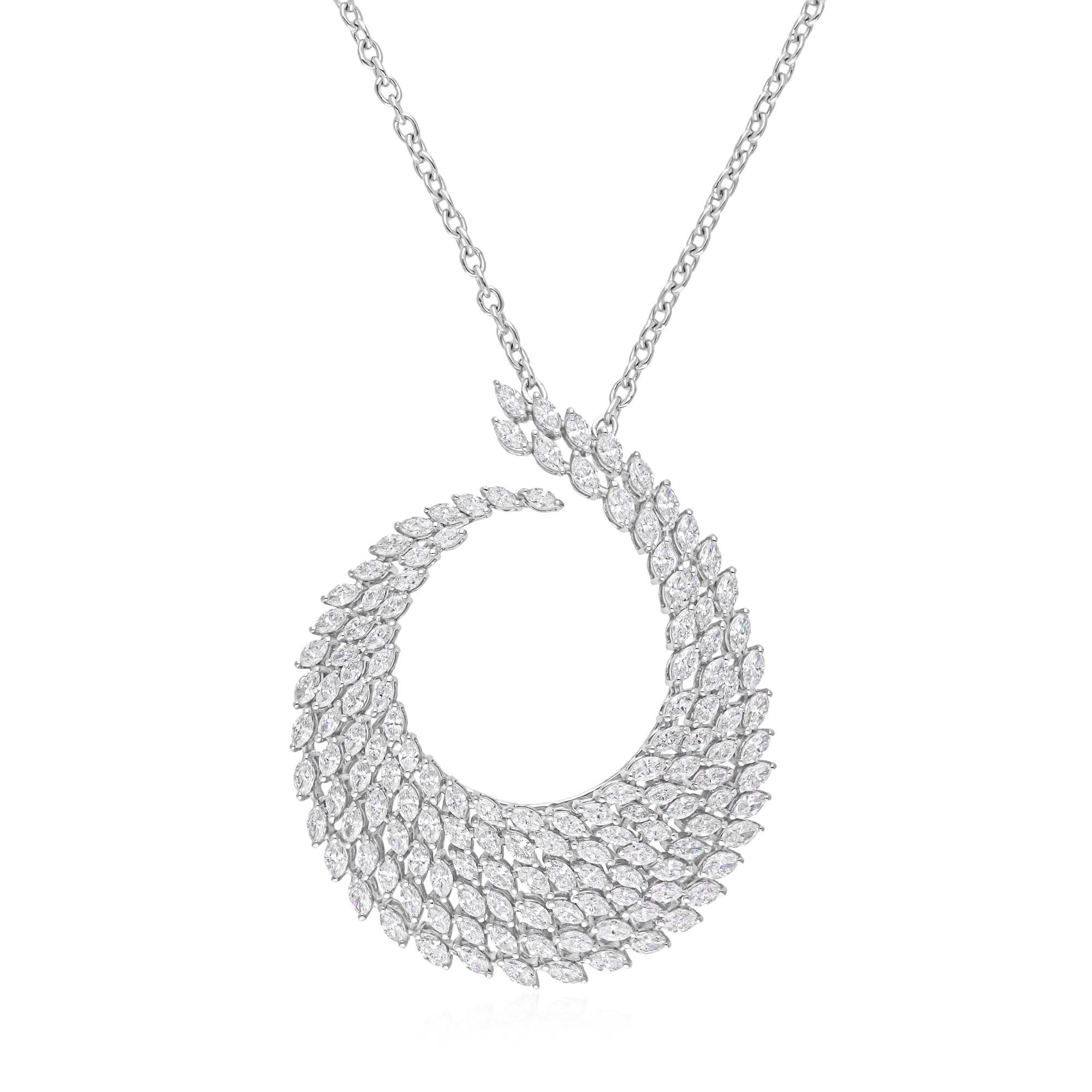 Collar Colgante Gota Racimo de Diamantes Corte Marquesa SI/H Joyas de Oro Blanco 18k en Nuevo estado para la venta en Diera, Dubai