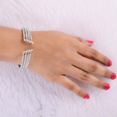 Marquise Cut SI/H Diamond Open Cuff Bangle Bracelet 18k White Gold