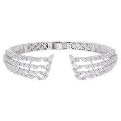 Bracciale aperto con diamanti SI/H taglio marquise in oro bianco 18 carati