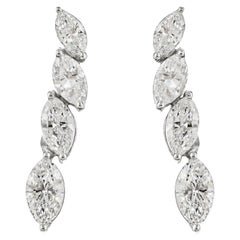 14k White Gold Diamond Stud Earrings 0.70 Ct SI Natural Pear Marquise Design