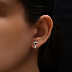 Marquise Cut SI/H Diamond Stud Earrings 18k White Gold Jewelry