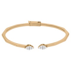 Bracelet manchette en or jaune 18k avec diamant naturel SI/H de taille marquise