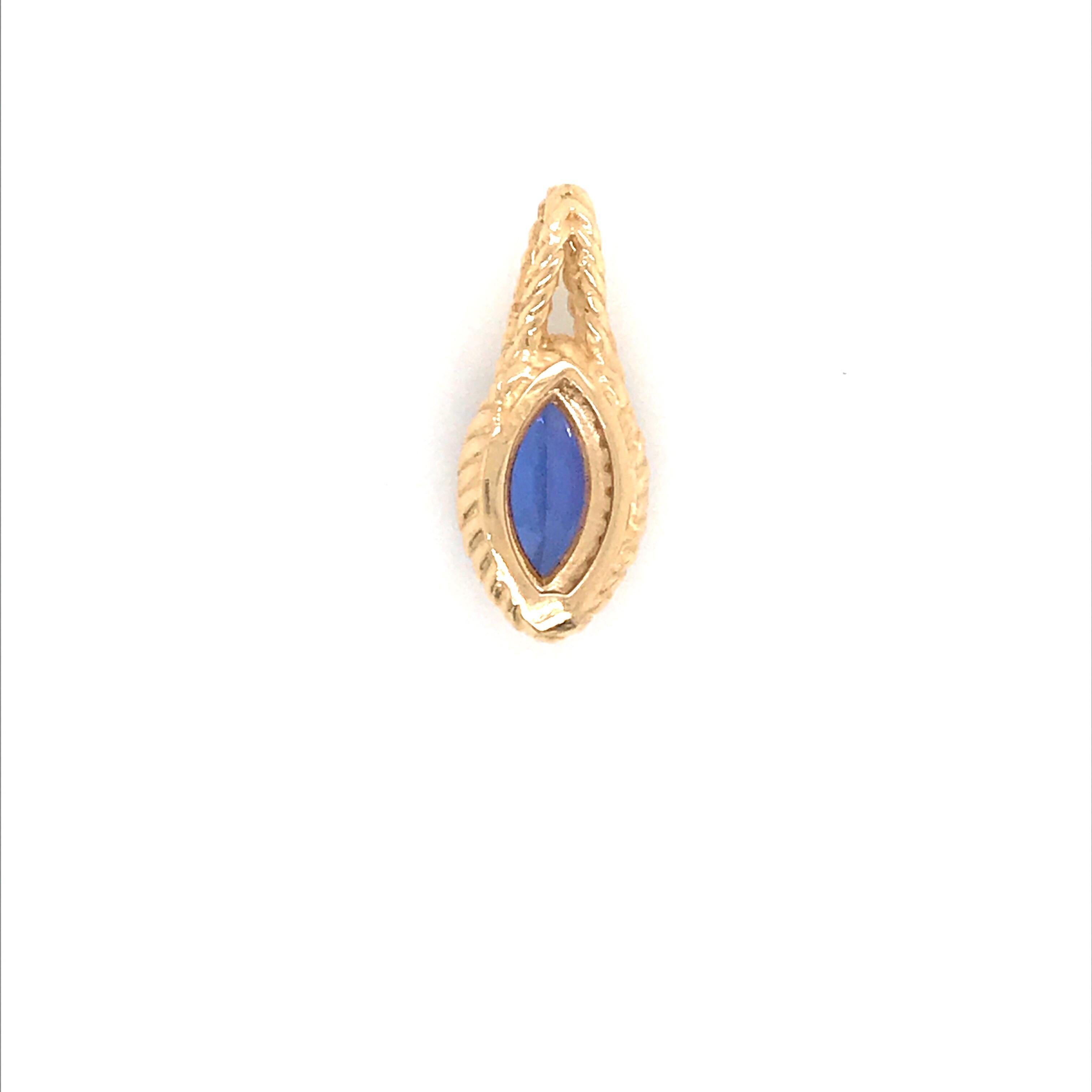 Women's Marquise Cut Tanzanite Diamond Yellow Gold Pendant 1.97 Carat 14 Karat Gold