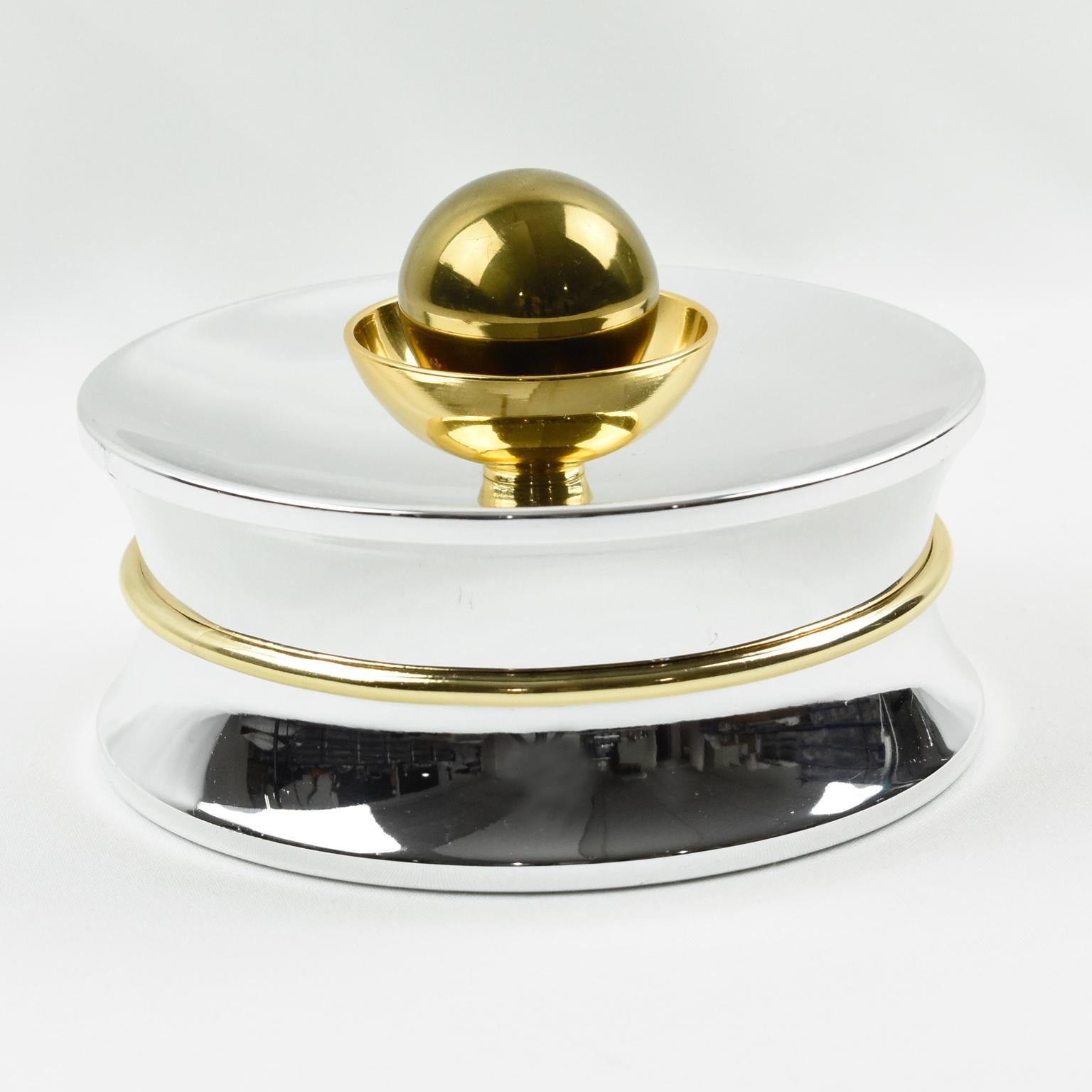 French Marquise de Sevigne Candy Store Paris Chrome and Brass Box