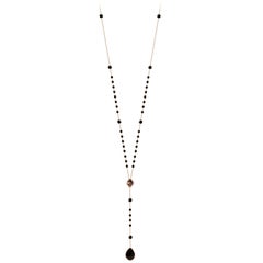 Black Jade, Amethyst, Diamond Long Necklace - 18kt Gold