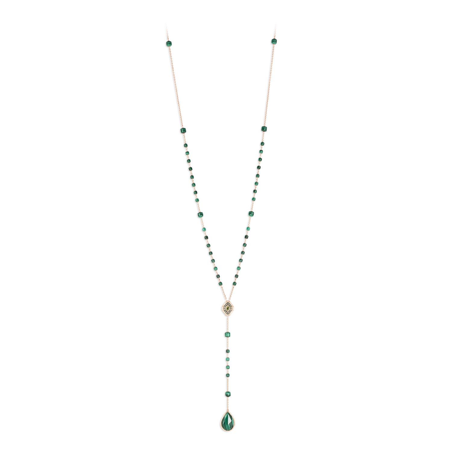 MALACHITES Peridot Diamond Rose Gold Necklace 