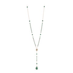 Used MALACHITES Peridot Diamond Rose Gold Necklace 