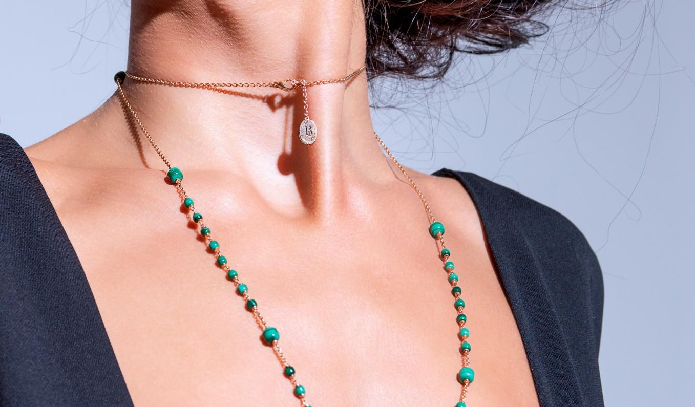 MALACHITES Peridot Diamond Rose Gold Necklace  In New Condition For Sale In Miami, FL