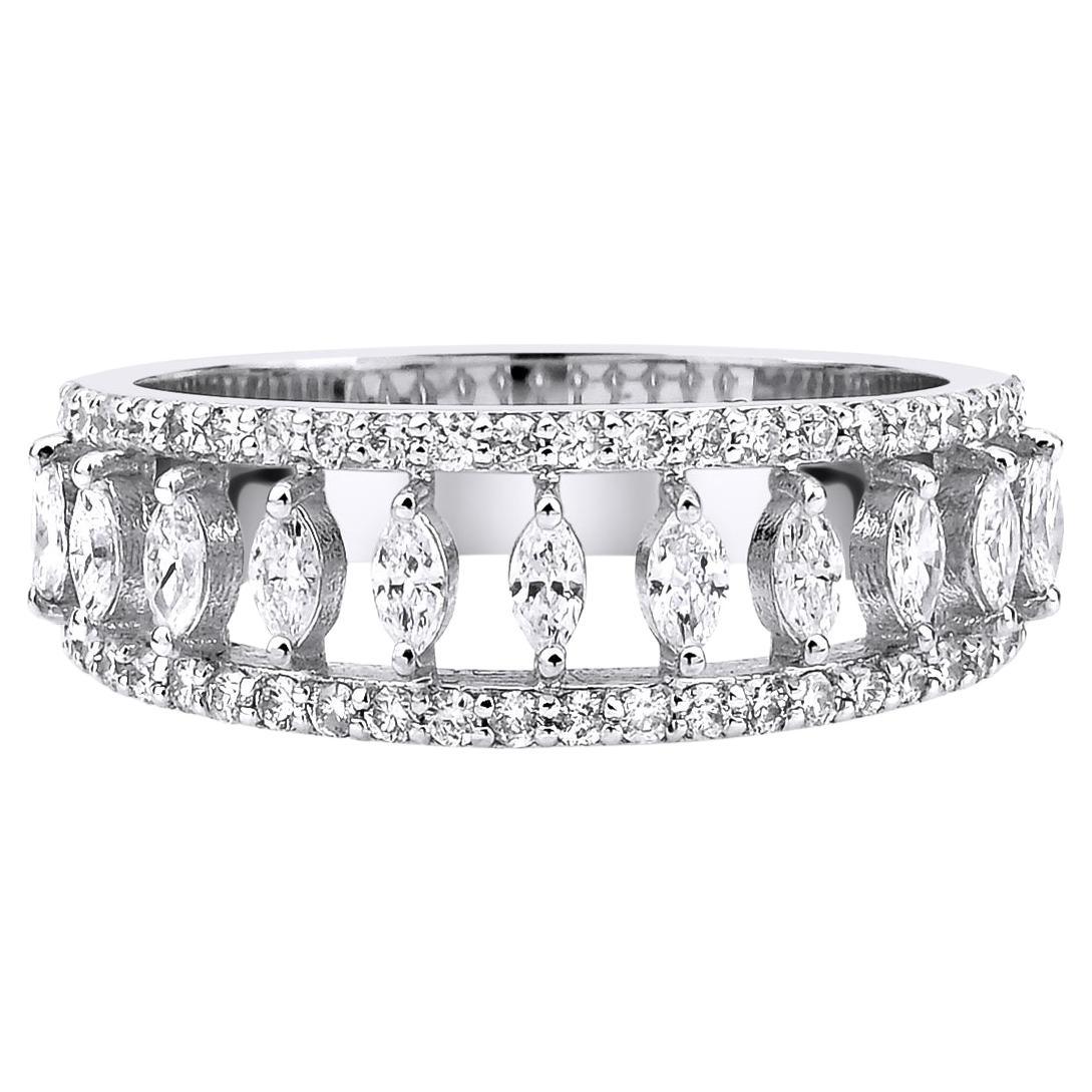 Marquise Diamond 0.75ct Half Eternity Band Solid Gold Ring