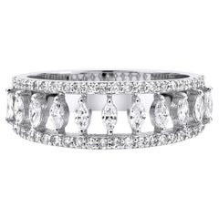 Marquise Diamond 0.75ct Half Eternity Band Solid Gold Ring