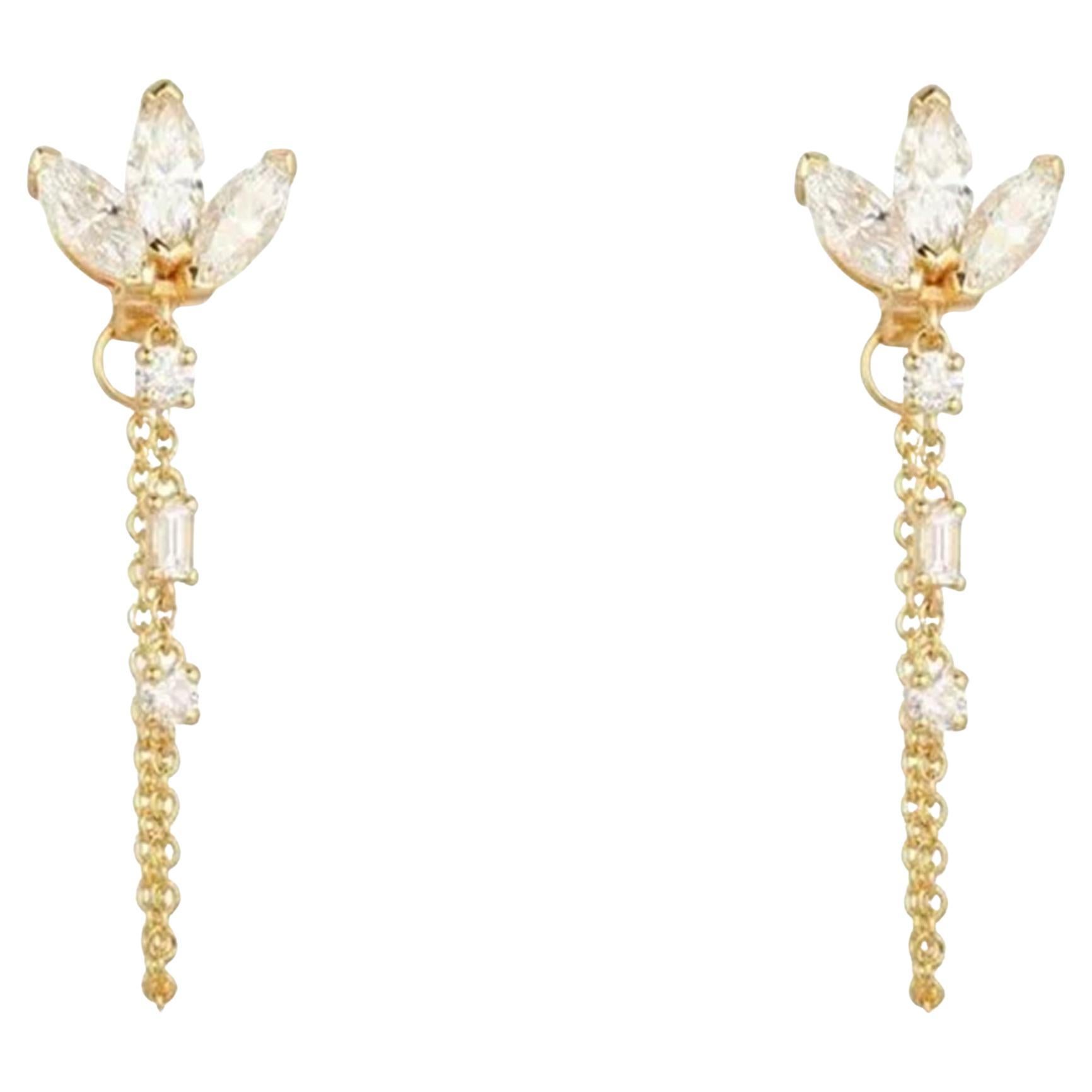0.60ct Diamond 14K Gold Drop Earrings For Sale