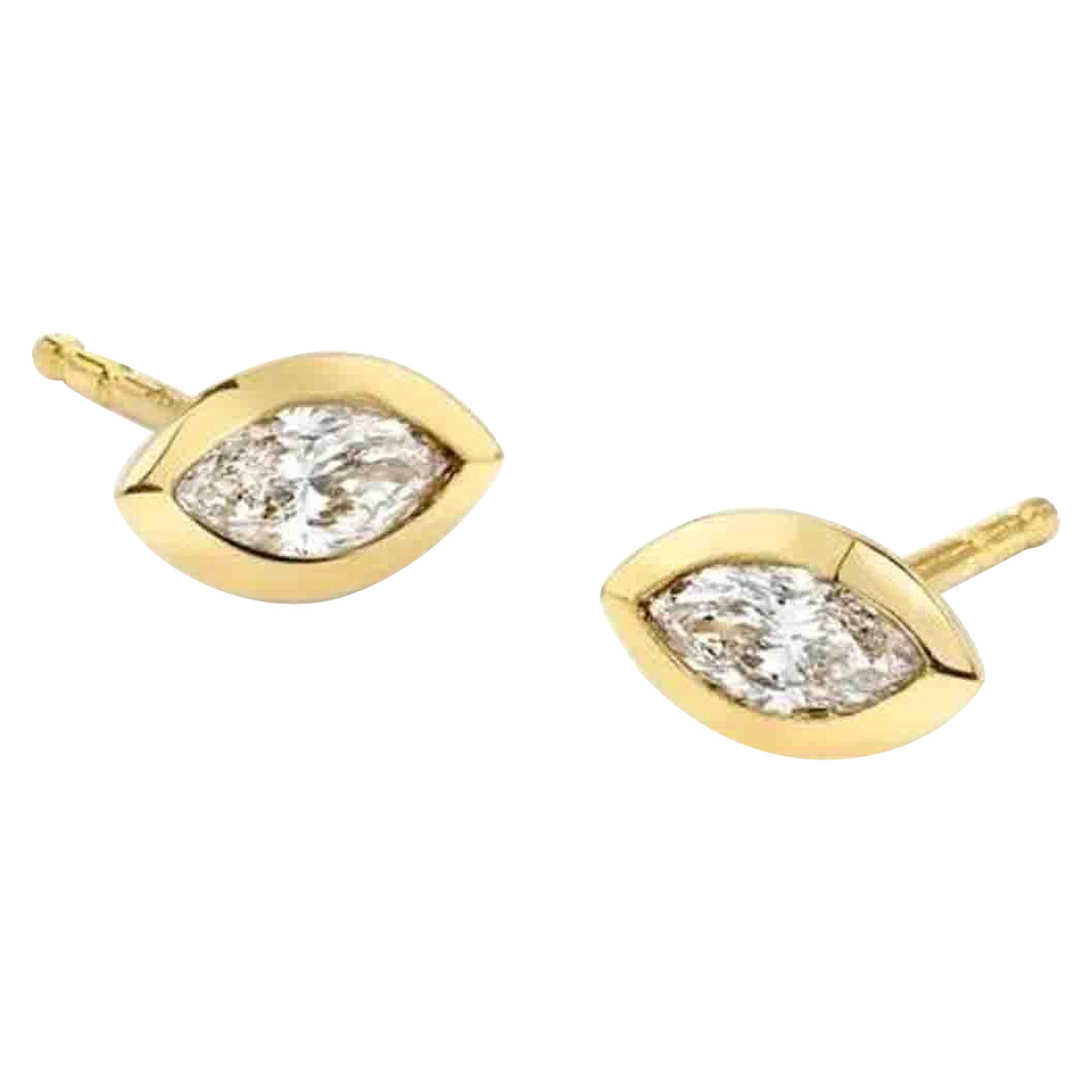 Pendientes de oro amarillo con diamante marquesa de 14 quilates (o 18 quilates bajo pedido)