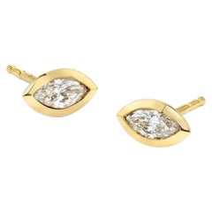 Marquise Diamond 14K (or 18k upon request) Yellow Gold Stud Earrings