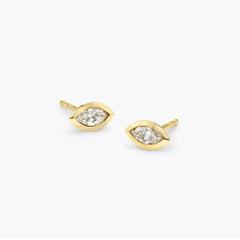 Pendientes de oro amarillo de 14 quilates con diamante marquesa