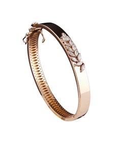 Marquise Diamond 18 Karat Gold Bangle Bracelet Cuff