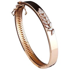 Marquise Diamond 18 Karat Gold Bangle Bracelet Cuff