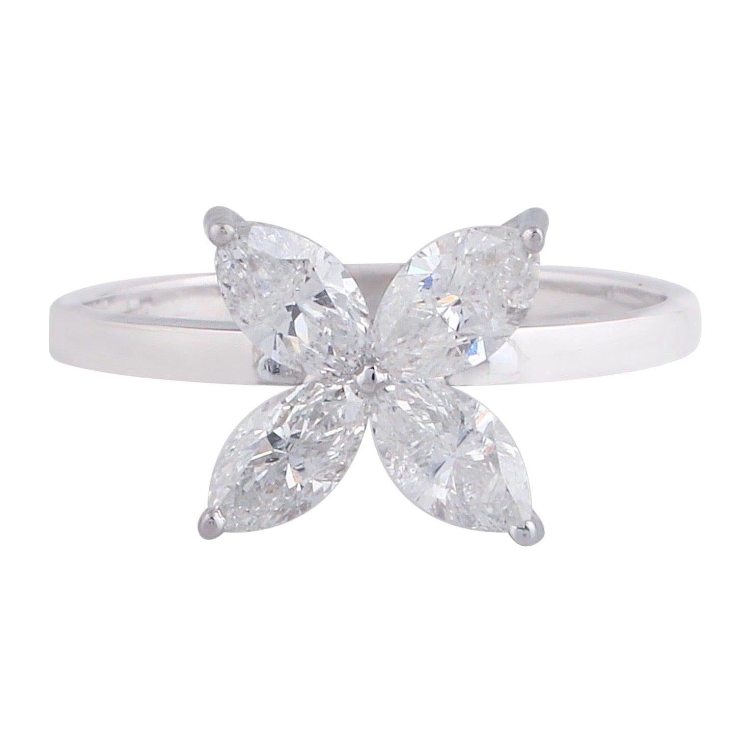 Marquise Diamond 14 Karat Gold Floral Ring