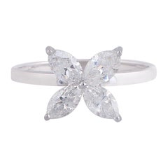 Marquise Diamond 18 Karat Gold Floral Ring