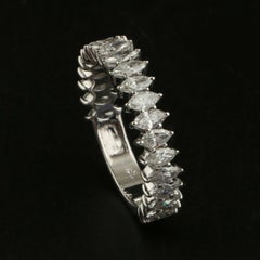 Marquise Diamond 14K White Gold Ring, 1.35 Ct, By Meghna Jewels