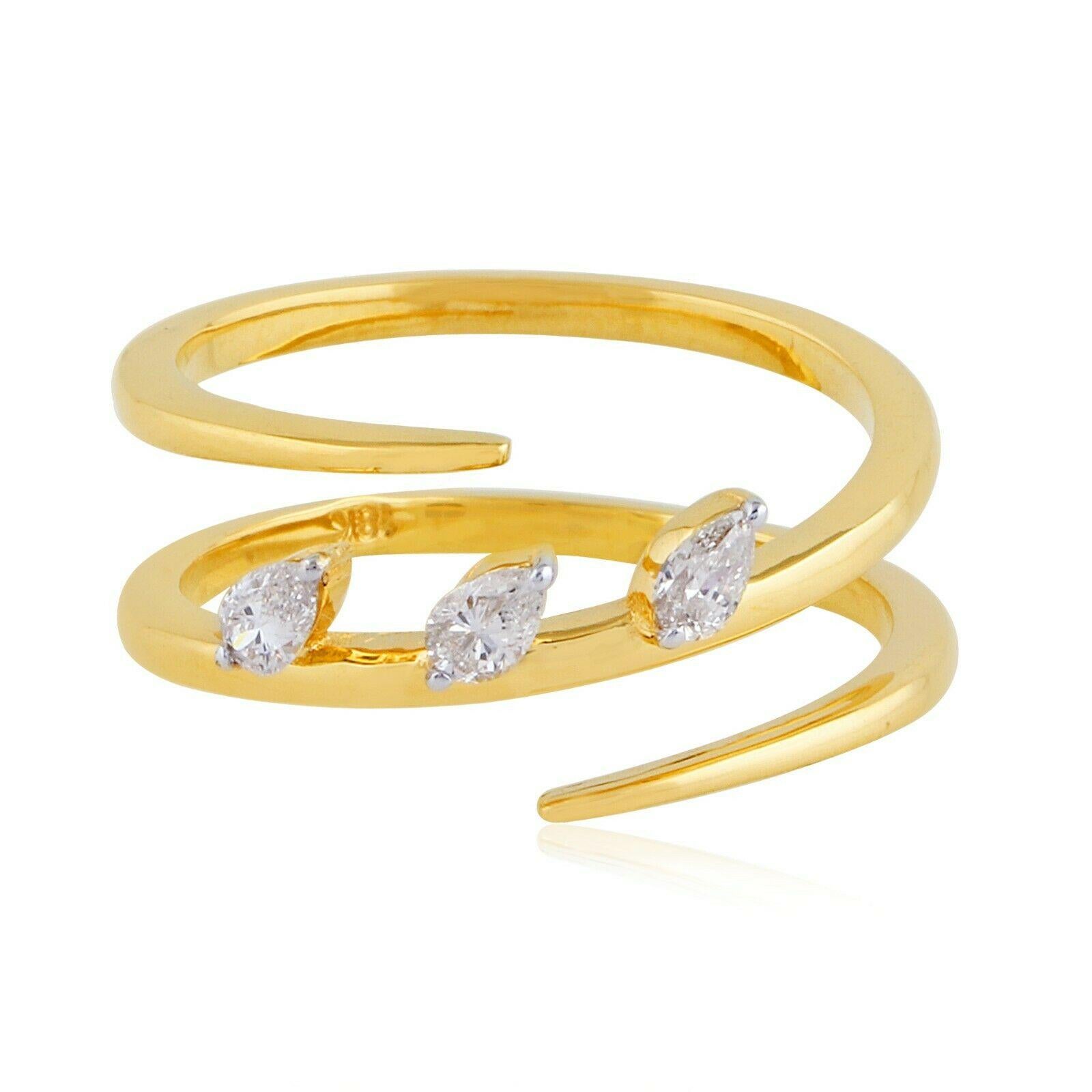 Modern Marquise Diamond 14 Karat Gold Spiral Ring For Sale