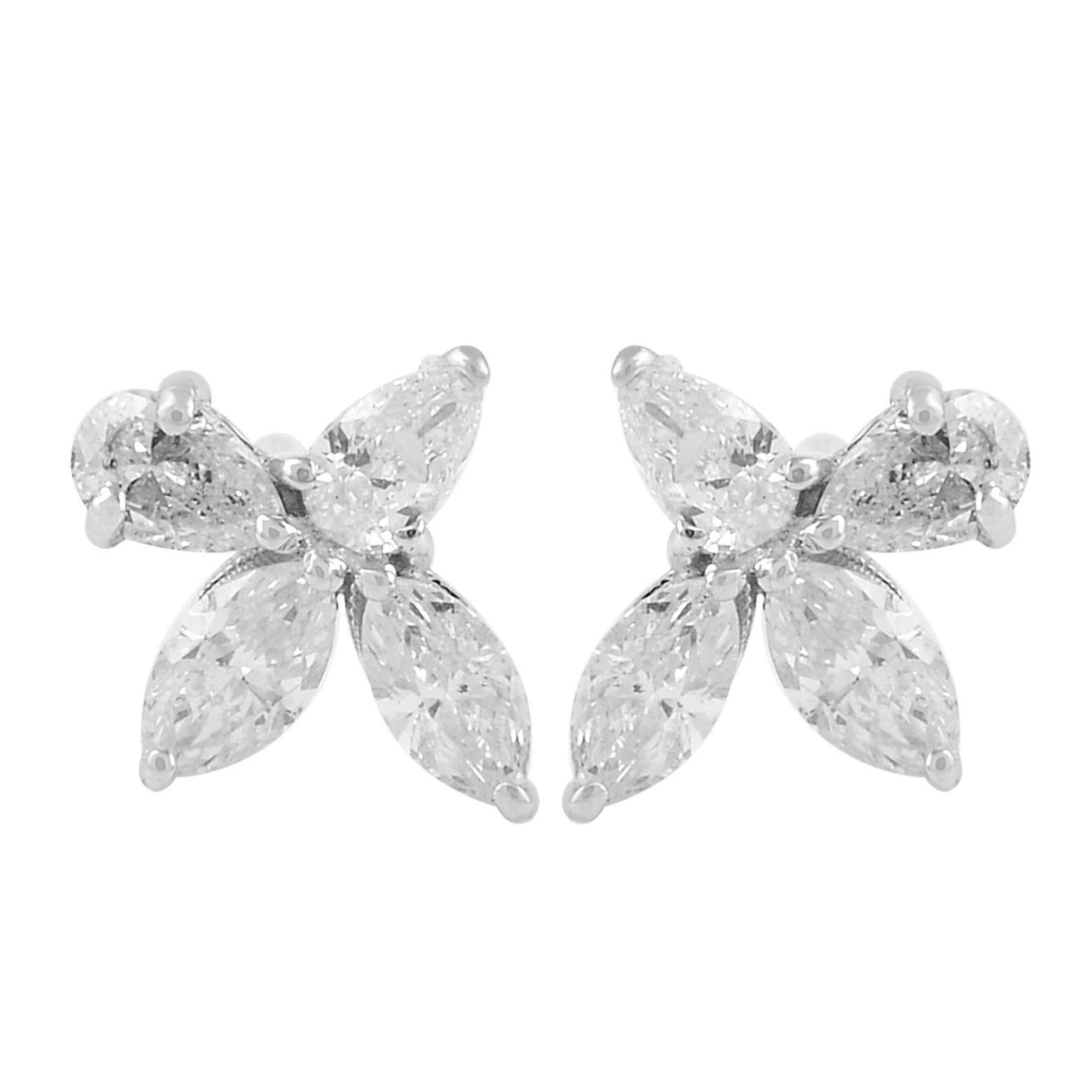 Marquise Diamond 18 Karat Gold Stud Earrings For Sale