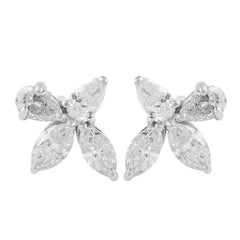 Clous d'oreilles en or 18 carats avec diamants taille marquise