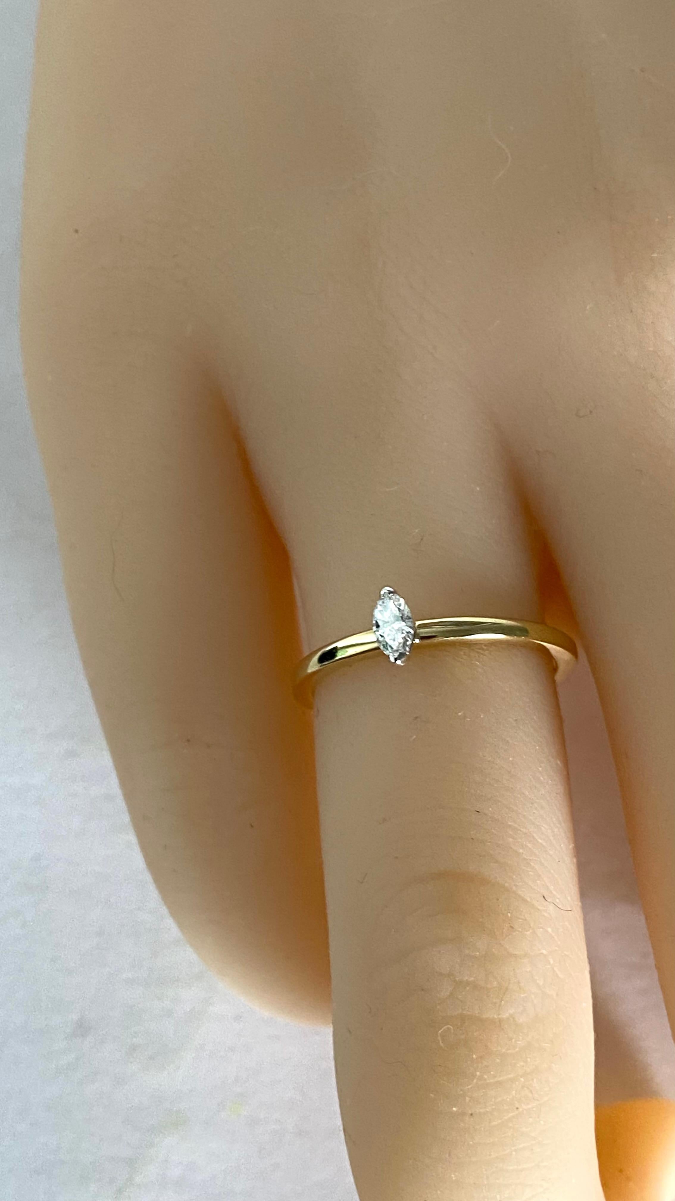 Marquise Diamond 18 Karat Yellow and White Gold Engagement or Friendship Ring In New Condition In New York, NY