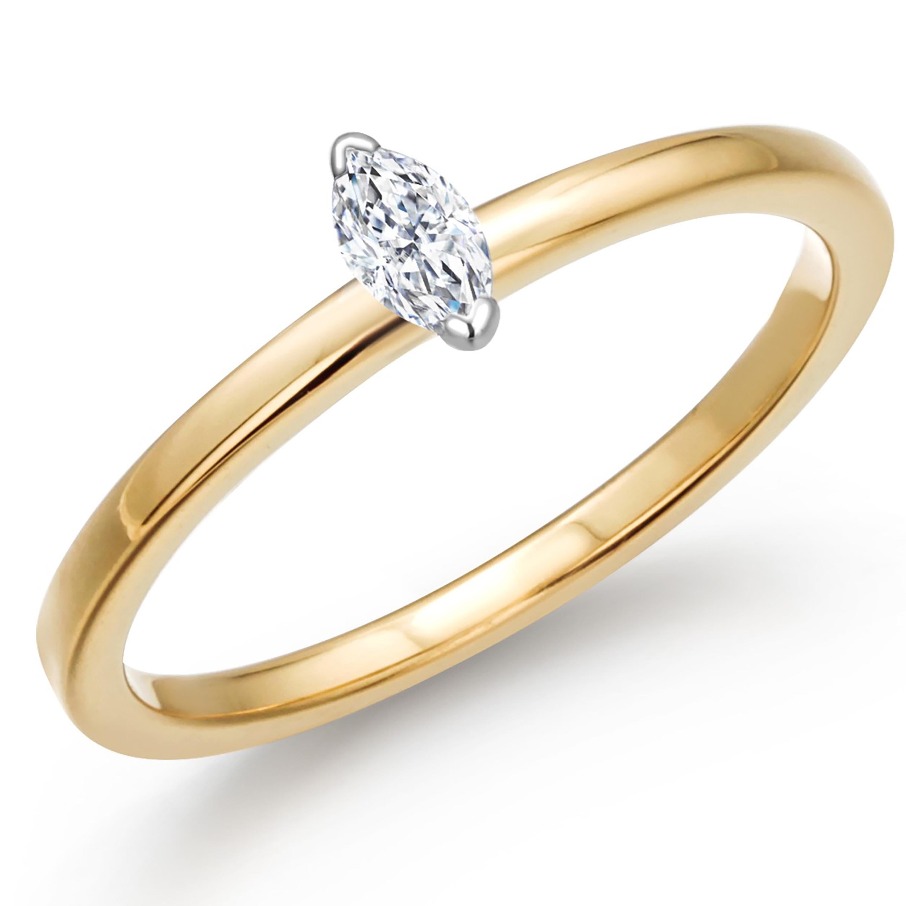 Women's Marquise Diamond 18 Karat Yellow and White Gold Engagement or Friendship Ring