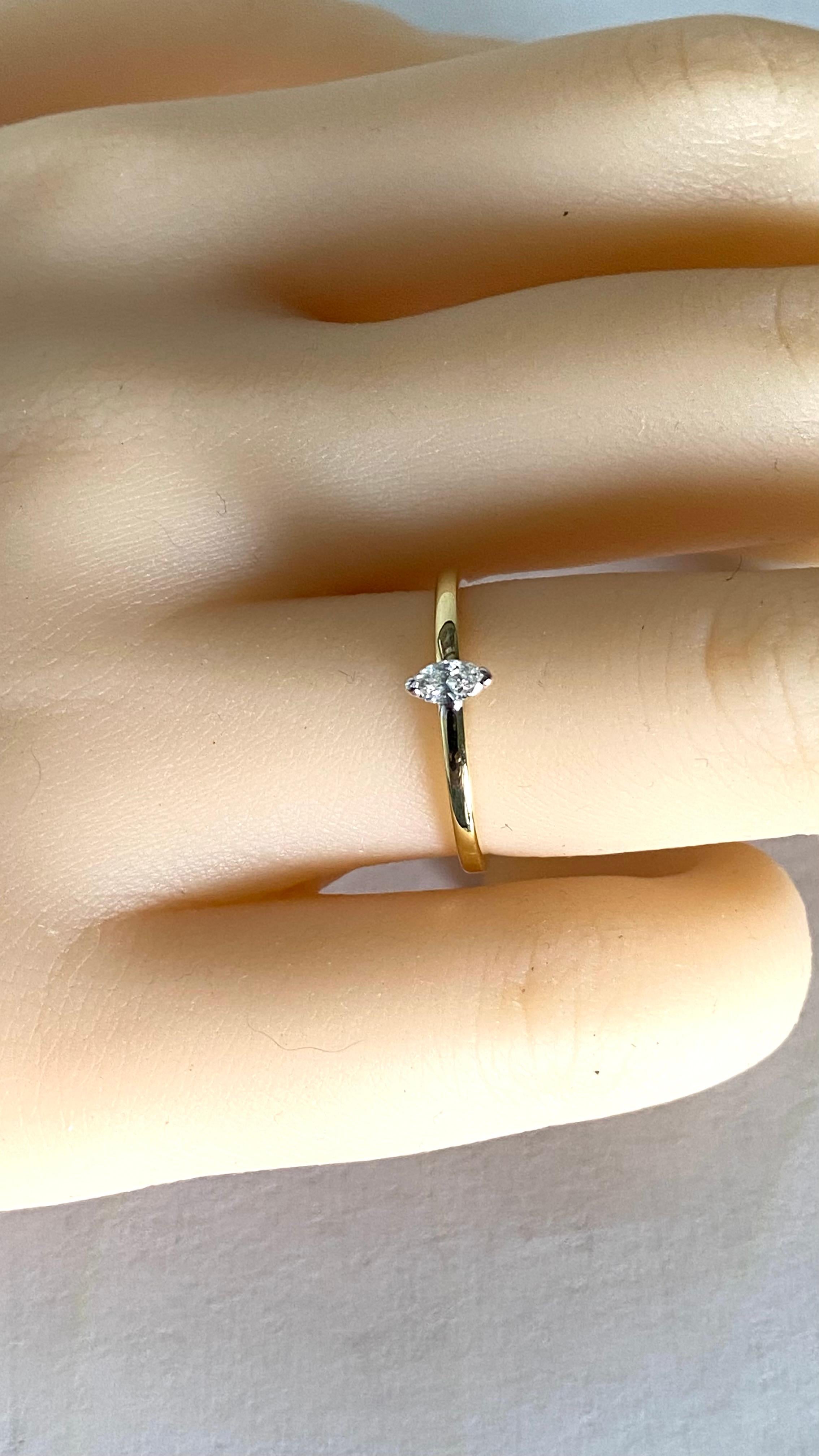 Marquise Diamond 18 Karat Yellow and White Gold Engagement or Friendship Ring 1
