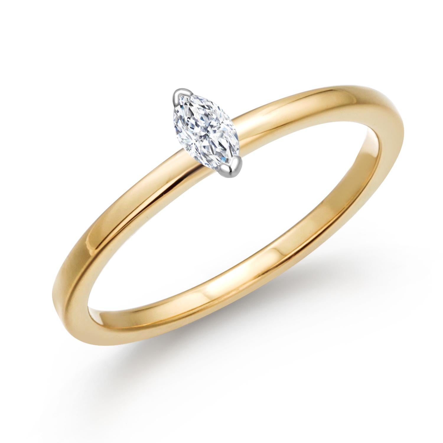 Marquise Diamond 18 Karat Yellow and White Gold Engagement or Friendship Ring 3
