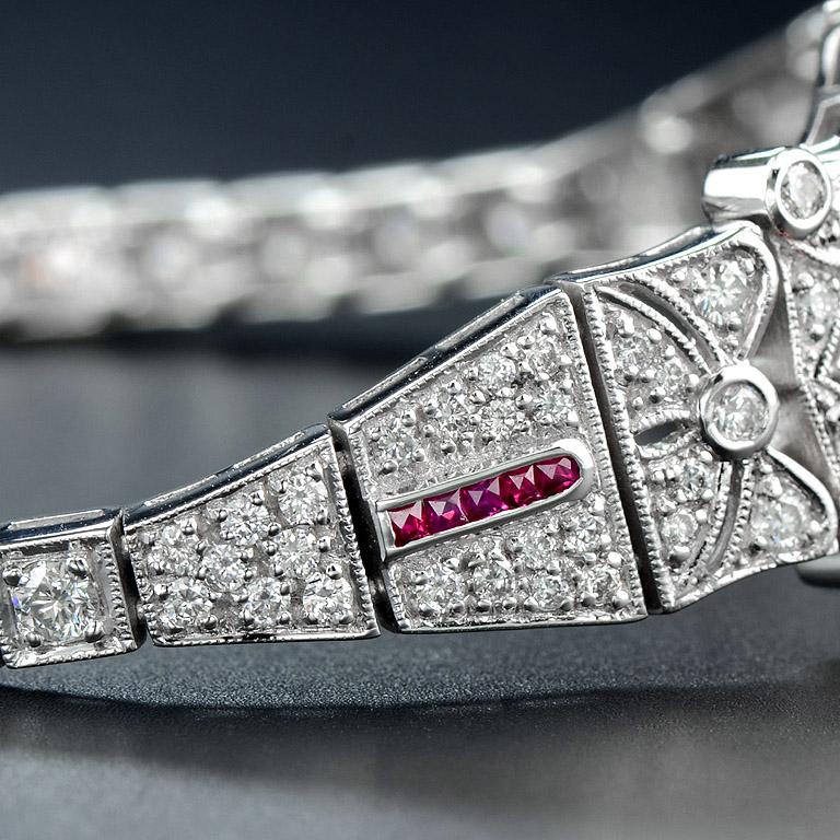 Women's Marquise Diamond 2.50 Carat Ruby Diamond Bracelet