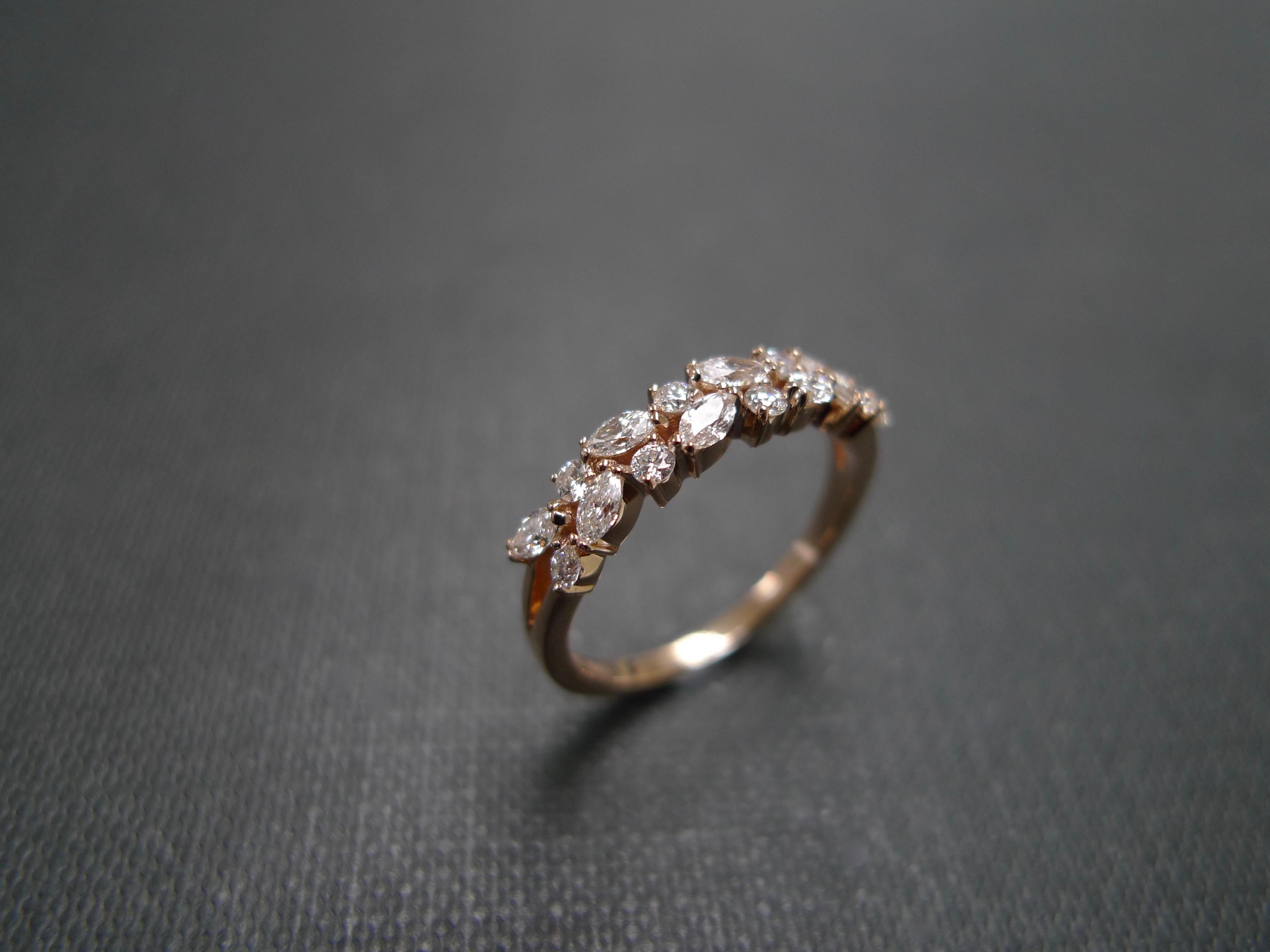 For Sale:  Marquise Diamond and Round Brilliant Cut Diamond Wedding Ring in 18k Rose Gold 2