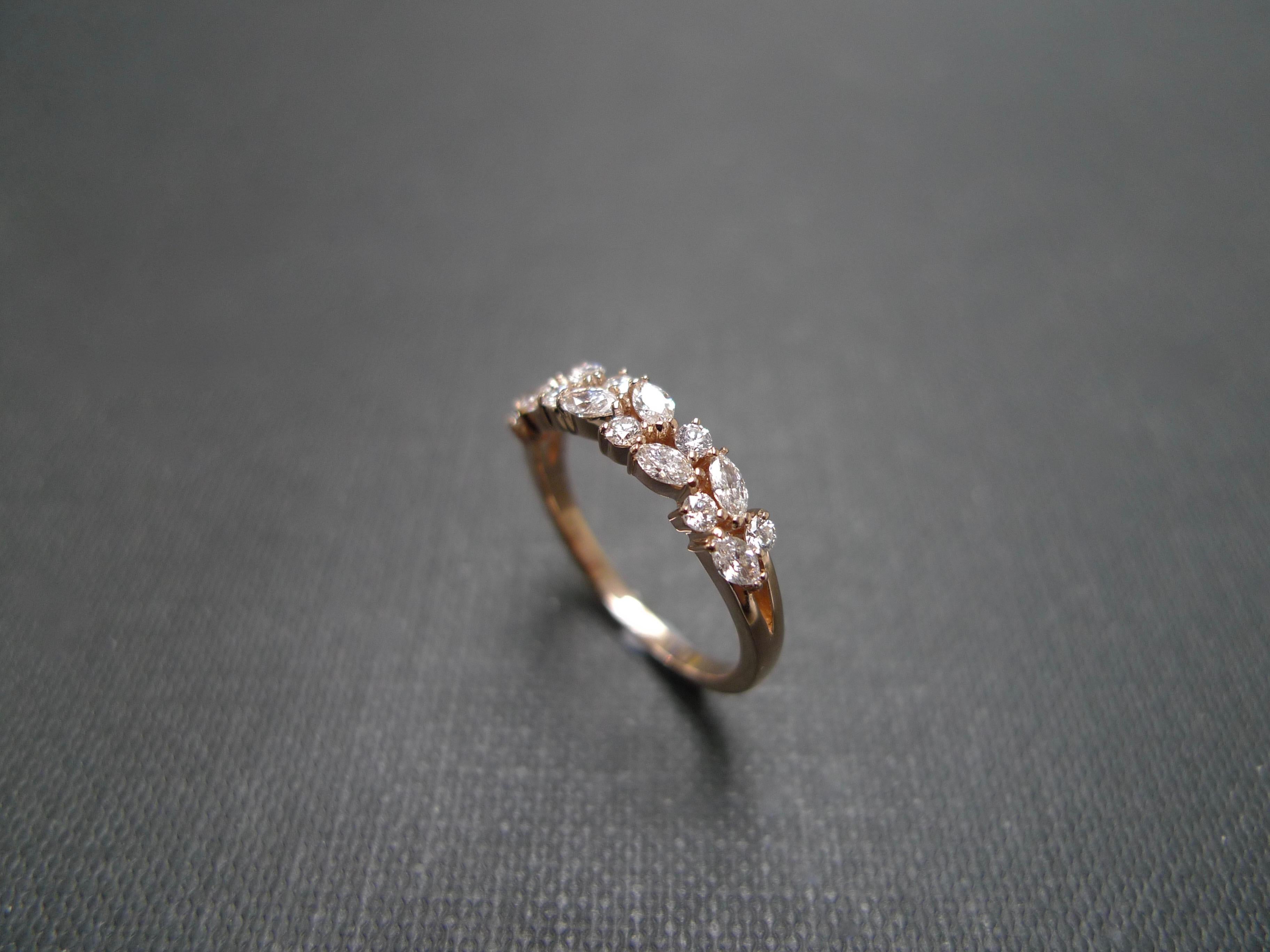 For Sale:  Marquise Diamond and Round Brilliant Cut Diamond Wedding Ring in 18k Rose Gold 4