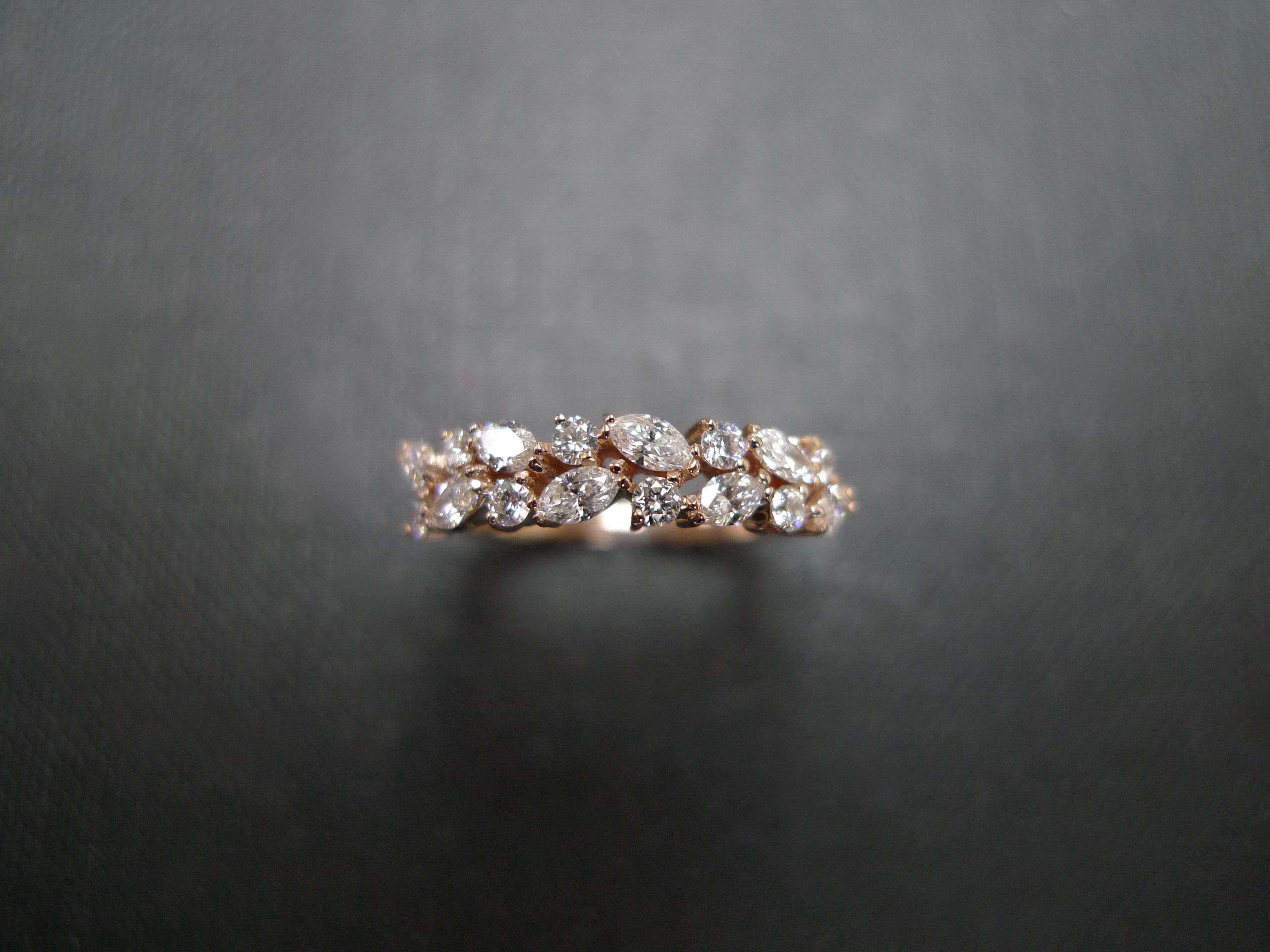 For Sale:  Marquise Diamond and Round Brilliant Cut Diamond Wedding Ring in 18k Rose Gold 5