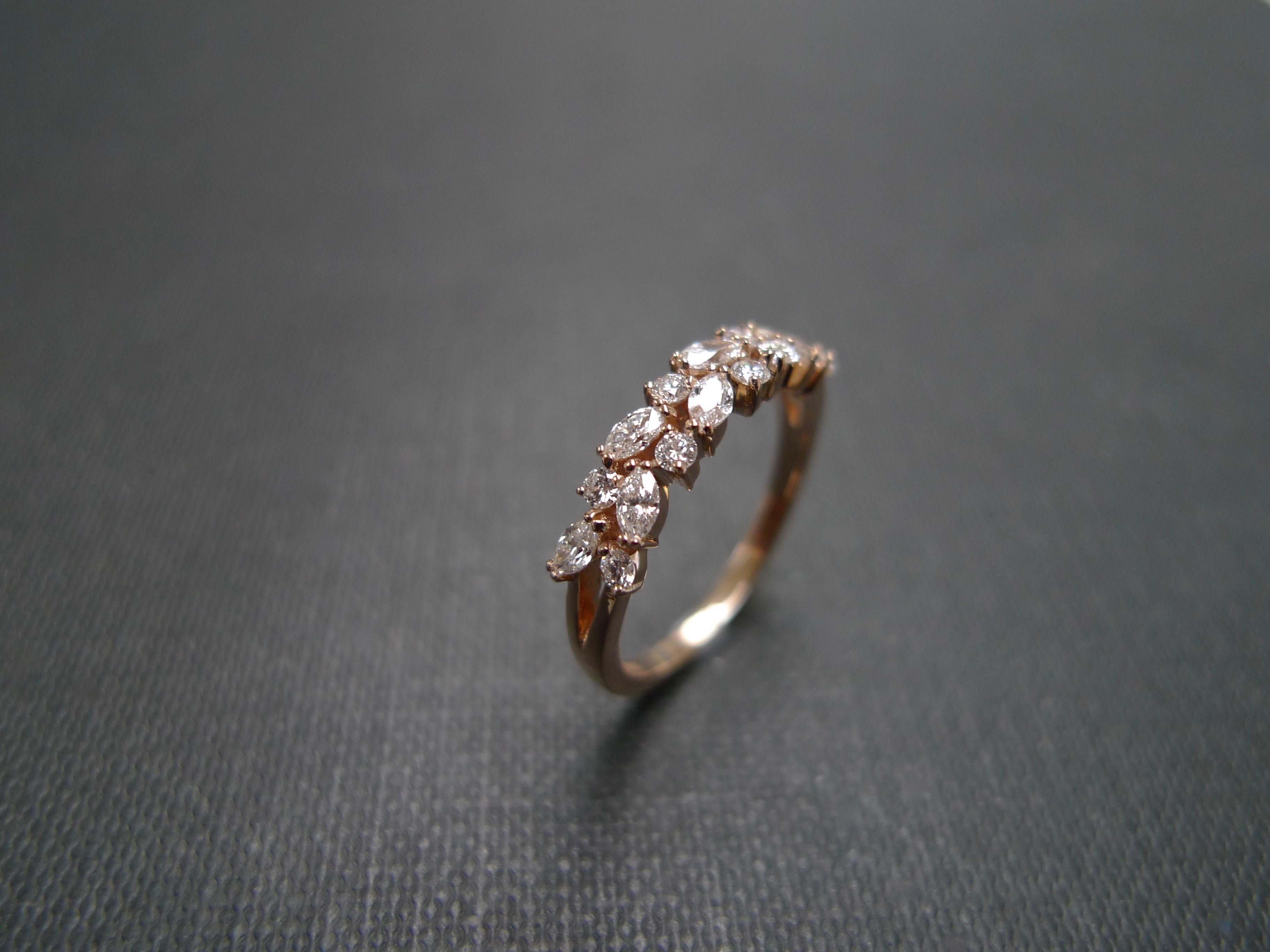 For Sale:  Marquise Diamond and Round Brilliant Cut Diamond Wedding Ring in 18k Rose Gold 6