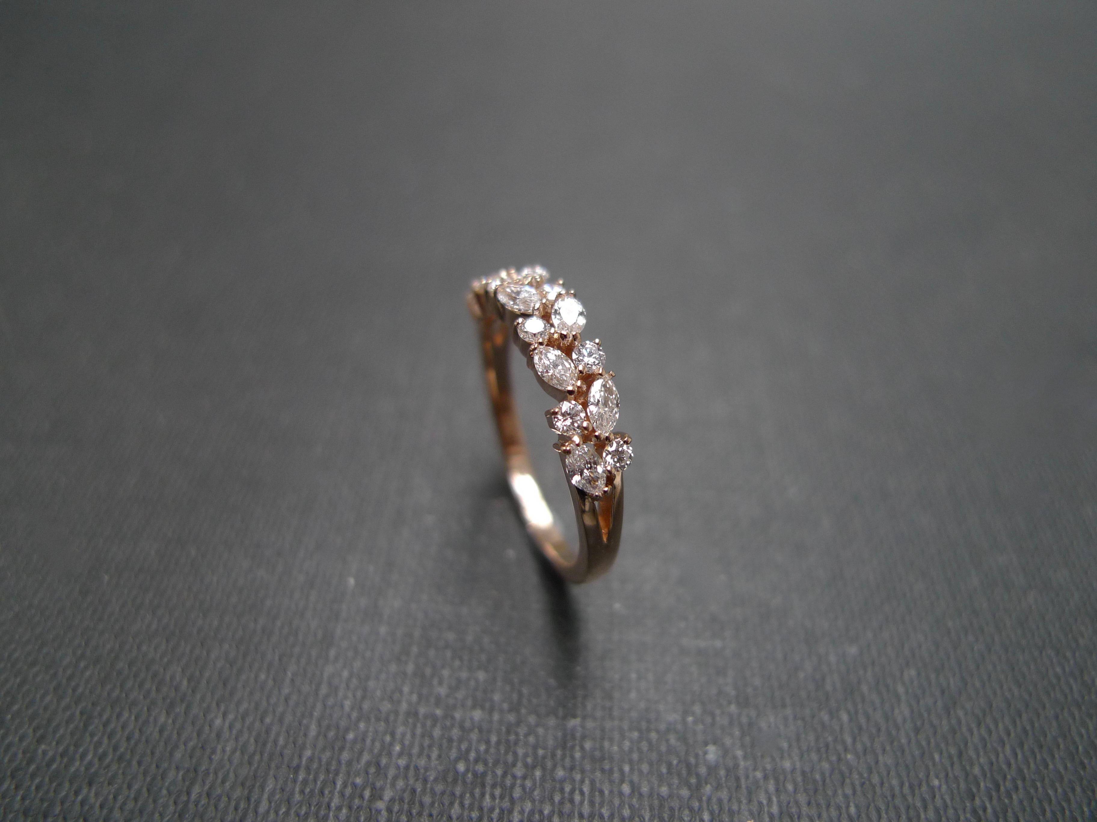 For Sale:  Marquise Diamond and Round Brilliant Cut Diamond Wedding Ring in 18k Rose Gold 7